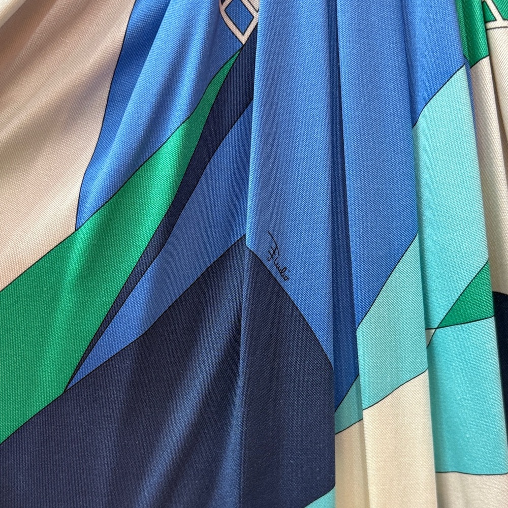 Emilio Pucci Blue and Green Geometric Maxi Dress - Picture 4 of 7